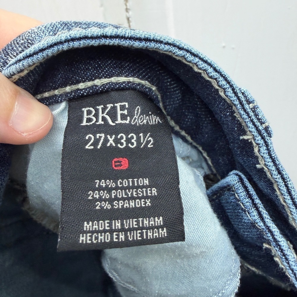 BKE Starlite Thick Stitch Straight Leg Denim Jeans Women's 27L 27 Long Tall Blue - Picture 7 of 8